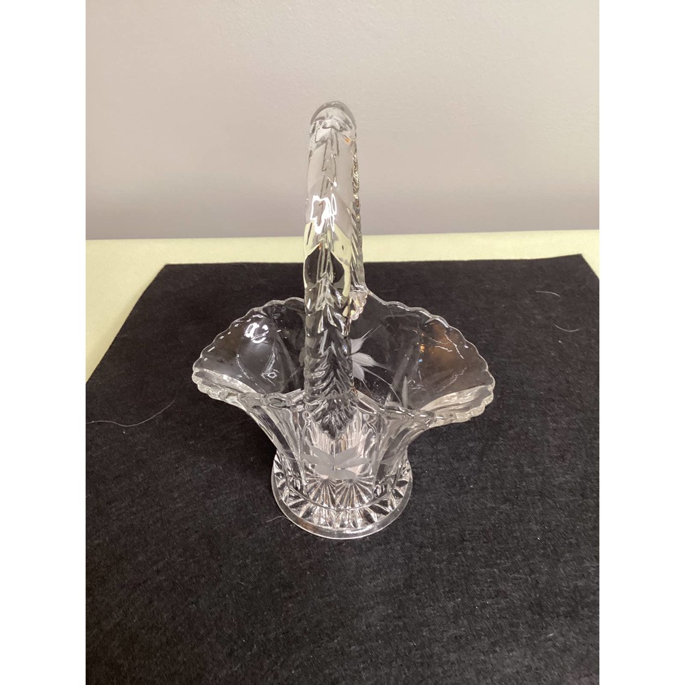 Vintage clear pressed glass basket